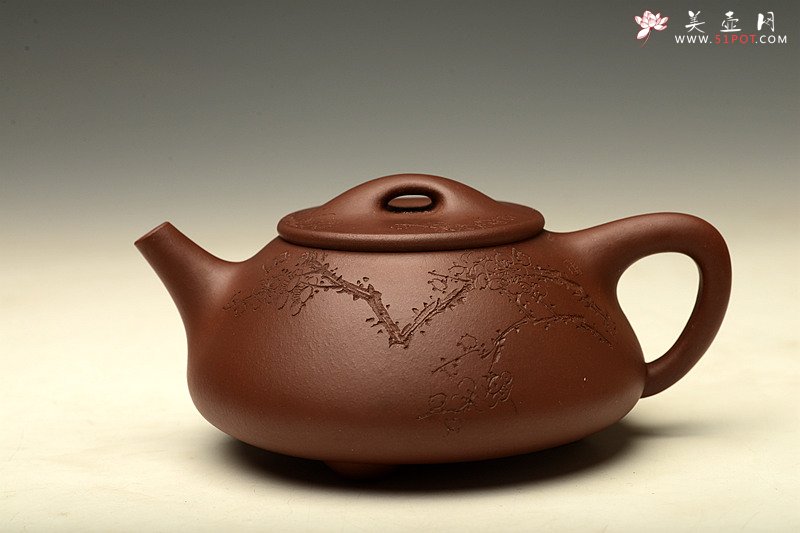 紫砂壶图片：全手满瓢 陆轶舟装饰通转梅花 劲道小霸王o(∩_∩)o  - 宜兴紫砂壶网