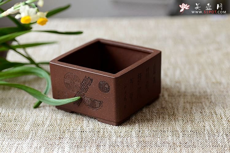 紫砂壶图片：清韵悠长 精工典范 小花盆 文房雅玩 国助和石装饰 - 宜兴紫砂壶网