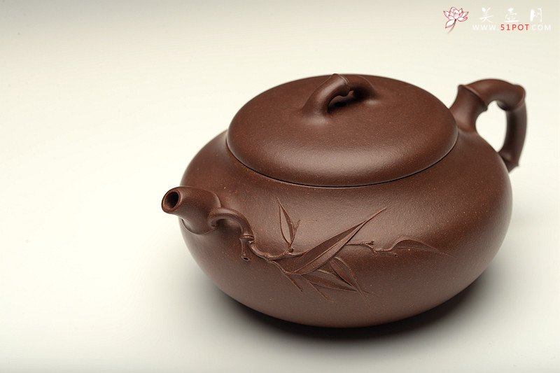 紫砂壶图片：油润底槽青 精品花货  丹竹 敦厚可人 大口实用 - 宜兴紫砂壶网