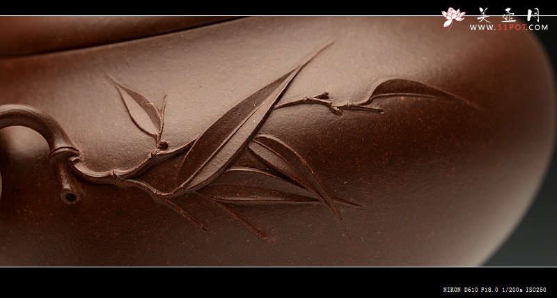 紫砂壶图片：油润底槽青 精品花货  丹竹 敦厚可人 大口实用 - 宜兴紫砂壶网