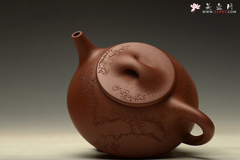 紫砂壶图片：全手满瓢 陆轶舟装饰通转梅花 劲道小霸王o(∩_∩)o  - 宜兴紫砂壶网