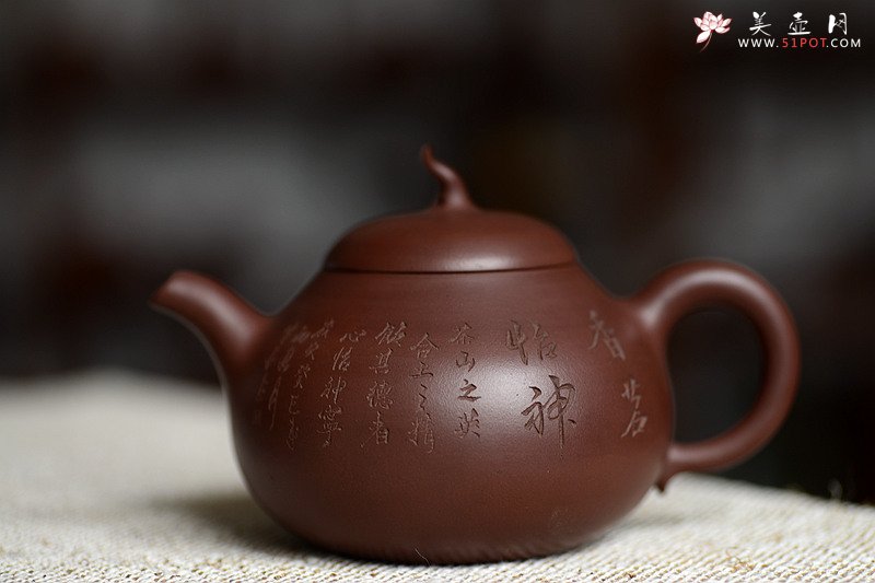 紫砂壶图片：生机曼妙 温润如玉 全手匏瓜 优质老紫泥 - 宜兴紫砂壶网