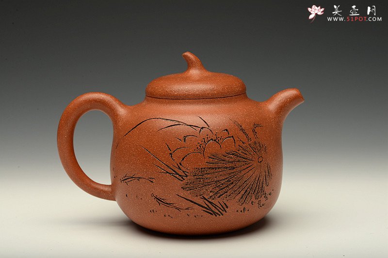 紫砂壶图片：张听刚装饰 憨厚可爱 降坡泥全手小茄段 - 宜兴紫砂壶网