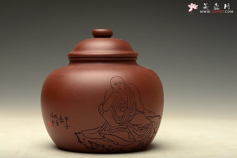 紫砂壶图片：佛缘茶叶罐 - 宜兴紫砂壶网
