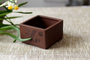 紫砂壶图片：清韵悠长 精工典范 小花盆 文房雅玩 国助和石装饰 - 宜兴紫砂壶网