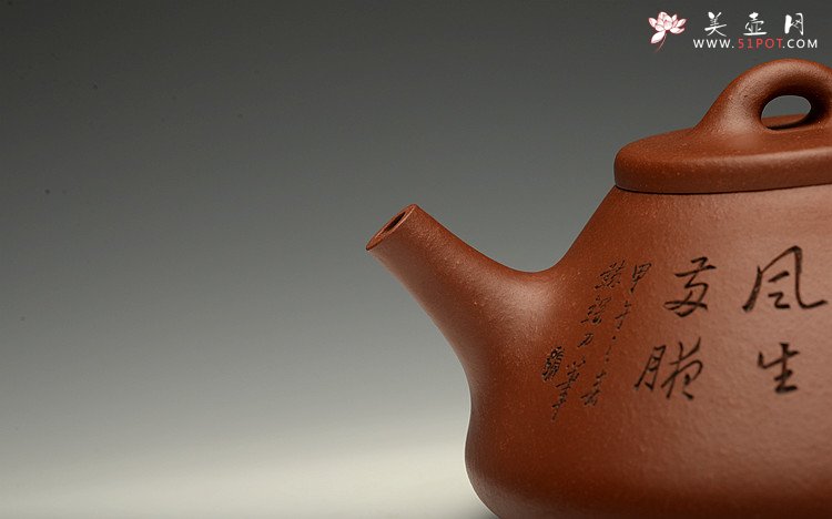 紫砂壶图片：张听刚装饰 原矿老紫泥 全手大子冶石瓢 精工 - 宜兴紫砂壶网