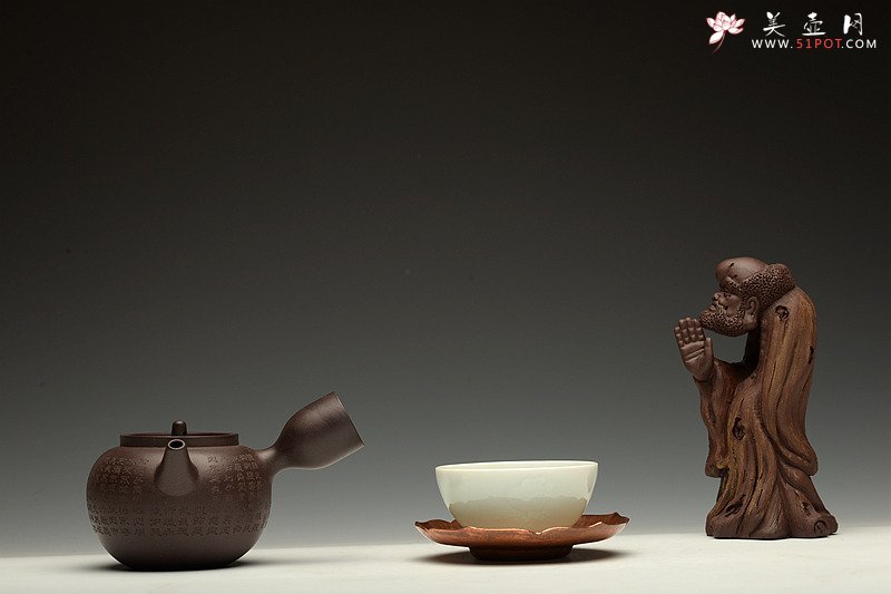 紫砂壶图片：美壶特惠 日式侧把 心经巨轮 茶人最爱 电陶炉烧水 - 宜兴紫砂壶网