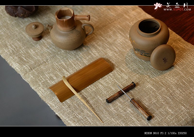 紫砂壶图片：美壶特惠 茶盘必备竹韵小套组 茶拨 茶荷 茶针 盖托 竹漏 - 宜兴紫砂壶网