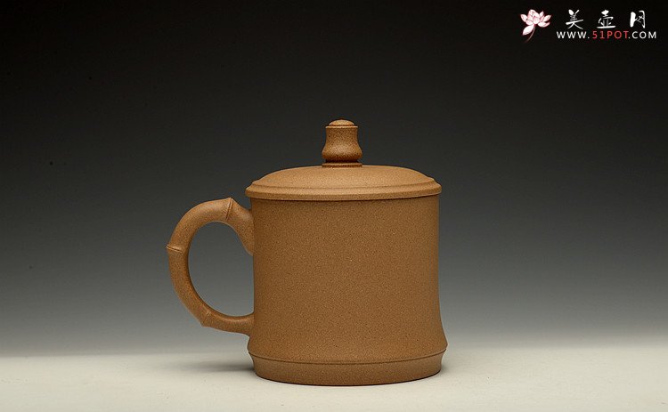 紫砂壶图片：美壶特惠 黄龙山原矿段泥  高温竹节盖杯 - 宜兴紫砂壶网