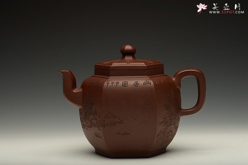 紫砂壶图片：助工袁德波装饰 通景山水  锦上添花 全手步步高登 - 宜兴紫砂壶网