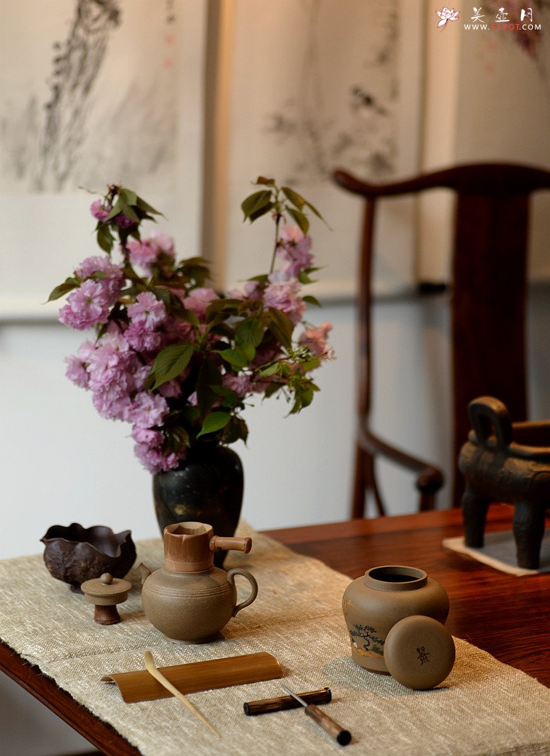 紫砂壶图片：美壶特惠 茶盘必备竹韵小套组 茶拨 茶荷 茶针 盖托 竹漏 - 宜兴紫砂壶网