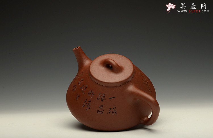 紫砂壶图片：张听刚装饰 原矿老紫泥 全手大子冶石瓢 精工 - 宜兴紫砂壶网