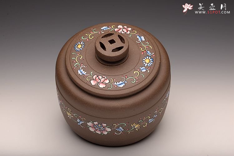 紫砂壶图片：美壶定做 精品粉彩茶叶罐 浑厚大气 古朴之风 - 宜兴紫砂壶网