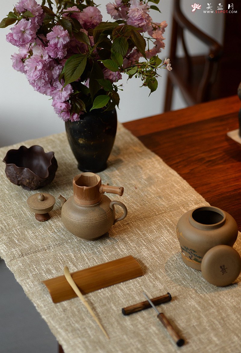 紫砂壶图片：美壶特惠 茶盘必备竹韵小套组 茶拨 茶荷 茶针 盖托 竹漏 - 宜兴紫砂壶网