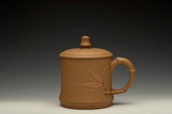 紫砂壶图片：美壶特惠 黄龙山原矿段泥  高温竹节盖杯 - 宜兴紫砂壶网