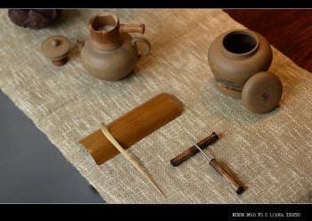 紫砂壶图片：美壶特惠 茶盘必备竹韵小套组 茶拨 茶荷 茶针 盖托 竹漏 - 宜兴紫砂壶网