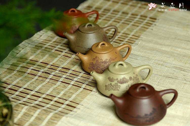 紫砂壶图片：全手文气五彩石瓢 - 宜兴紫砂壶网