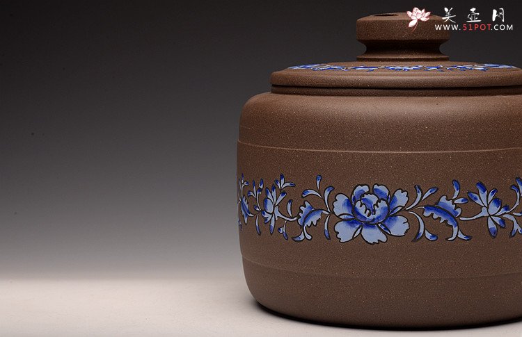 紫砂壶图片：美壶定做 精品粉彩茶叶罐 浑厚大气 古朴之风 - 宜兴紫砂壶网