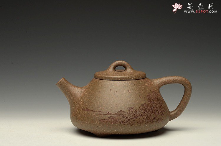 紫砂壶图片：全手文气五彩石瓢 - 宜兴紫砂壶网