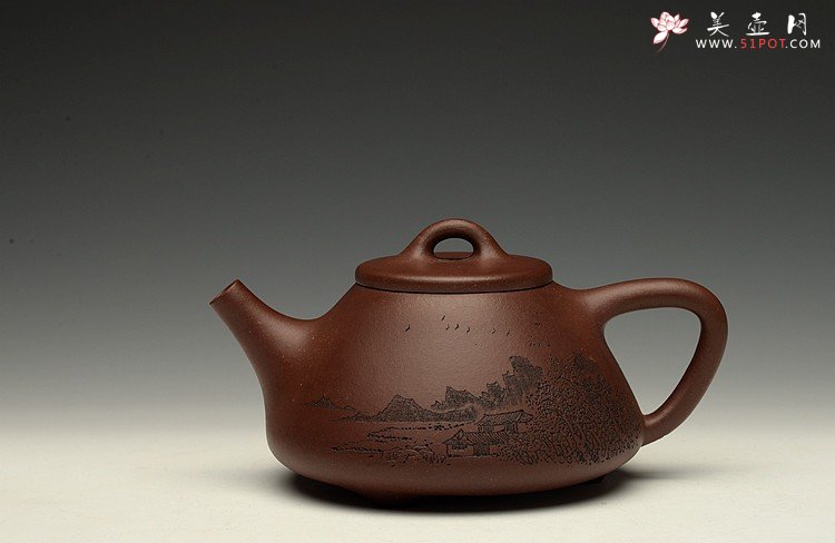 紫砂壶图片：全手文气五彩石瓢 - 宜兴紫砂壶网