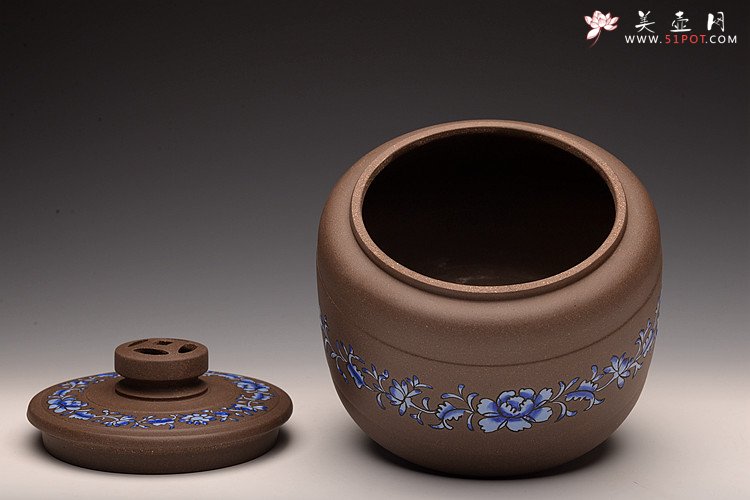 紫砂壶图片：美壶定做 精品粉彩茶叶罐 浑厚大气 古朴之风 - 宜兴紫砂壶网