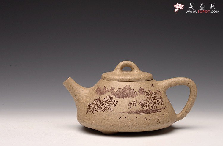 紫砂壶图片：全手文气五彩石瓢 - 宜兴紫砂壶网