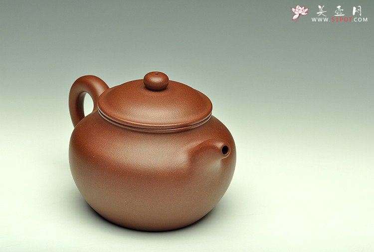 紫砂壶图片：敦厚耐品  古朴典雅  全手莲子 - 宜兴紫砂壶网