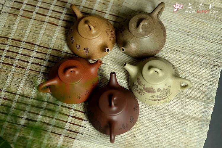 紫砂壶图片：全手文气五彩石瓢 - 宜兴紫砂壶网