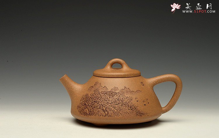 紫砂壶图片：全手文气五彩石瓢 - 宜兴紫砂壶网