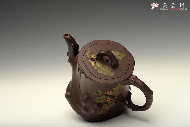 紫砂壶图片：蒋蓉花货风格 贴塑精致生动 桂花香 孙伟强张新亚合作 - 宜兴紫砂壶网