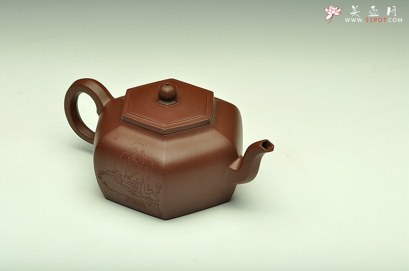 紫砂壶图片：强强联合 陈宏林精心装饰 飘逸灵动 全手大逸公六方 - 宜兴紫砂壶网