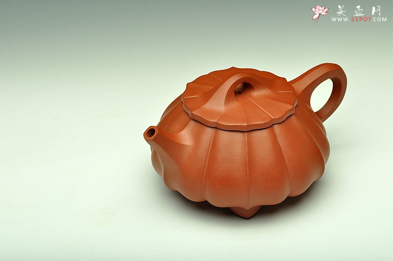 紫砂壶图片：纹理清晰 大品筋纹石瓢 - 宜兴紫砂壶网