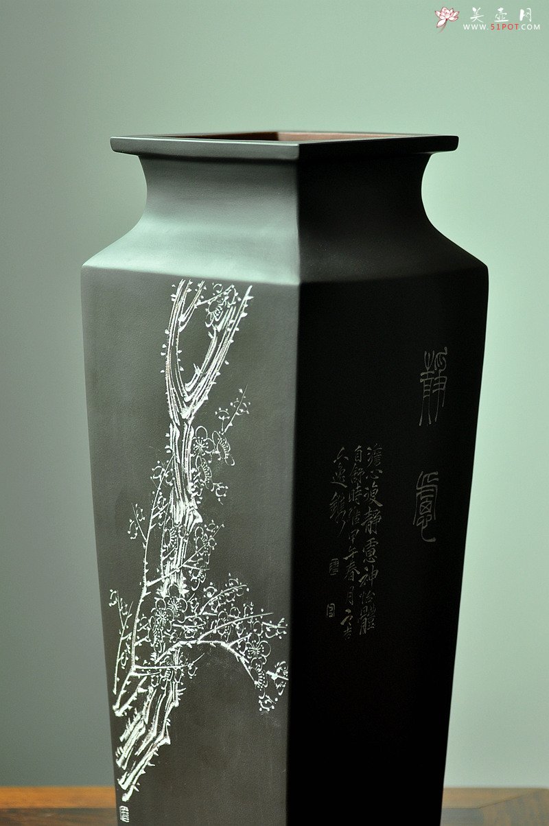 紫砂壶图片：陆逸舟近作 文房雅物~ 全手四方瓶 - 宜兴紫砂壶网