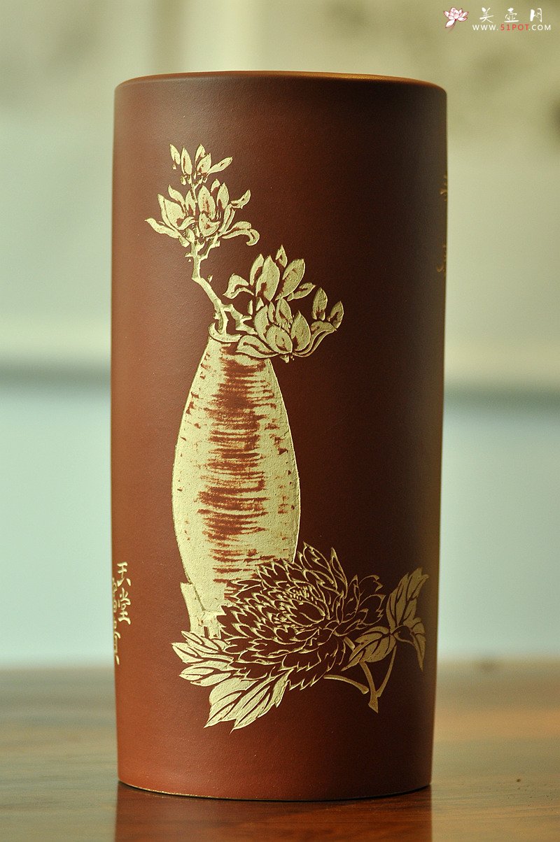 紫砂壶图片：雅室 陆轶舟精心装饰 吉祥帽筒一对 文气耐品~ - 宜兴紫砂壶网