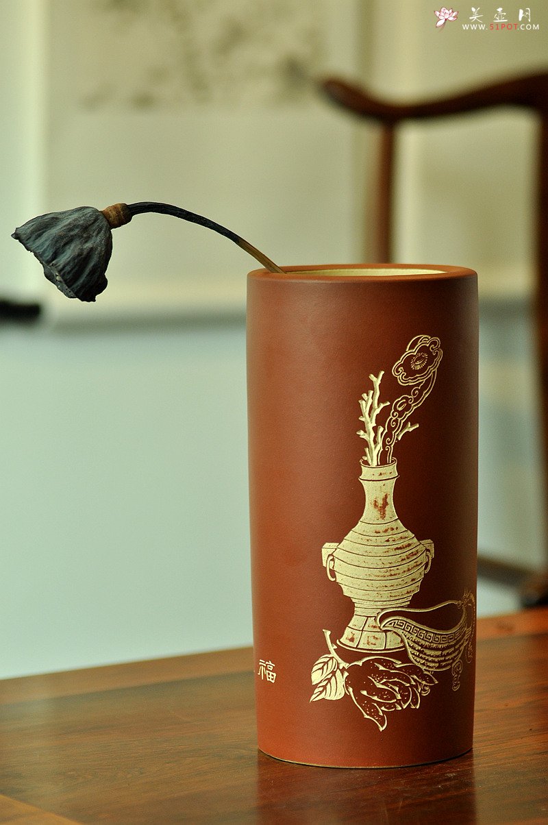 紫砂壶图片：雅室 陆轶舟精心装饰 吉祥帽筒一对 文气耐品~ - 宜兴紫砂壶网