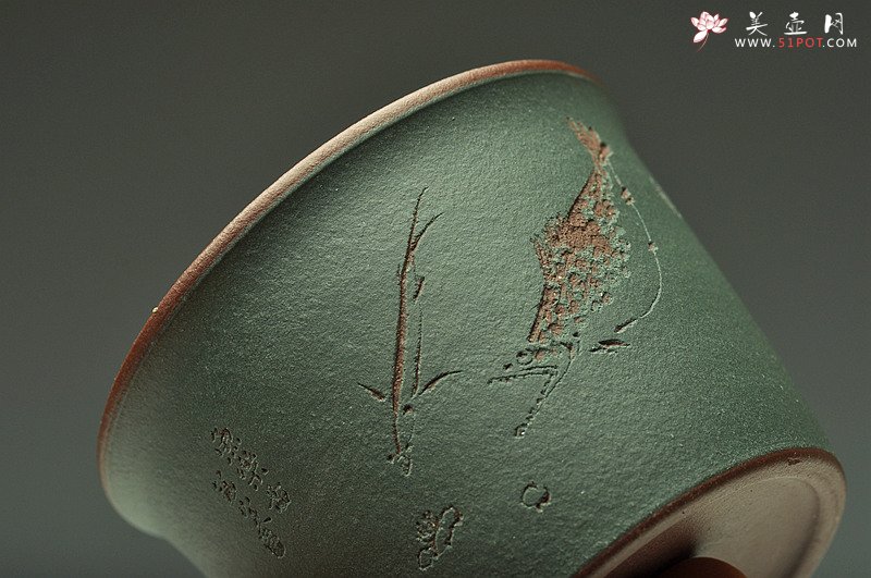 紫砂壶图片：粉绿禅定杯  雅致文气~ - 宜兴紫砂壶网