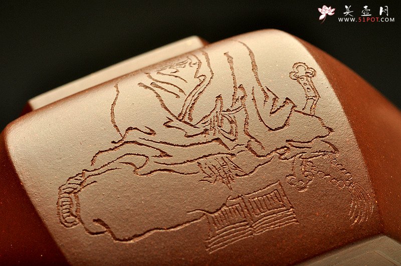 紫砂壶图片：强强联合 陈宏林精心装饰 飘逸灵动 全手大逸公六方 - 宜兴紫砂壶网