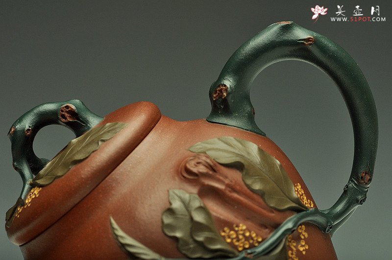 紫砂壶图片：三色装饰 贴塑精彩~ 桂花香二式 孙伟强张新亚合作 - 宜兴紫砂壶网