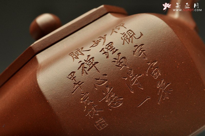 紫砂壶图片：强强联合 陈宏林精心装饰 飘逸灵动 全手大逸公六方 - 宜兴紫砂壶网