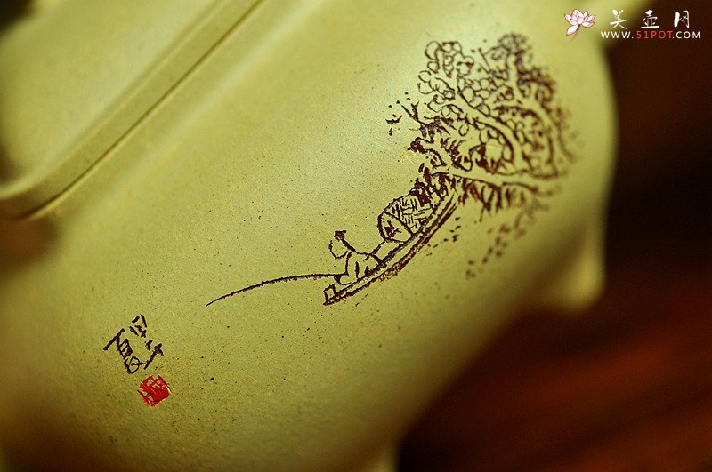 紫砂壶图片：文气小壶 器形端庄周正 本绿小传炉 - 宜兴紫砂壶网