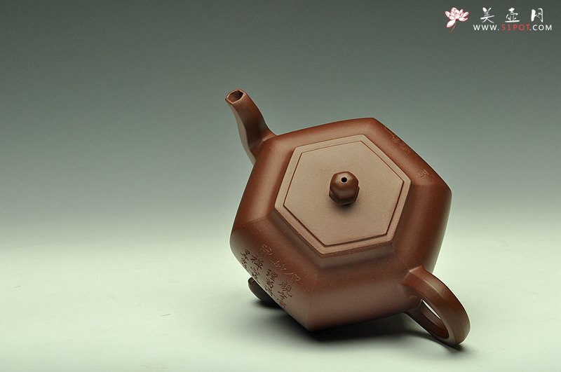 紫砂壶图片：强强联合 陈宏林精心装饰 飘逸灵动 全手大逸公六方 - 宜兴紫砂壶网