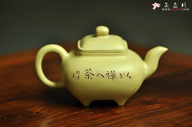 紫砂壶图片：文气小壶 器形端庄周正 本绿小传炉 - 宜兴紫砂壶网