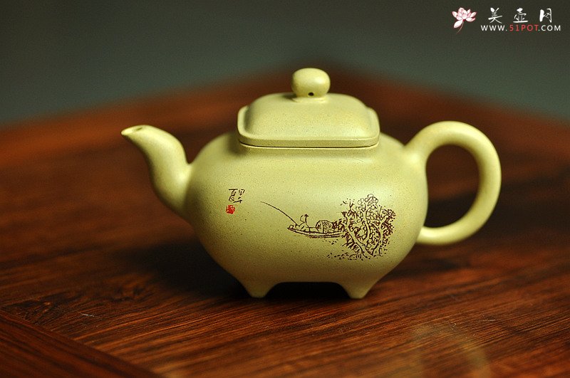 紫砂壶图片：文气小壶 器形端庄周正 本绿小传炉 - 宜兴紫砂壶网