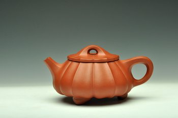 紫砂壶图片：纹理清晰 大品筋纹石瓢 - 宜兴紫砂壶网