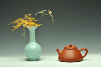 紫砂壶图片：手工练制纯料降坡泥 倔强可爱~ 全手子冶石瓢 雅致喜人 - 宜兴紫砂壶网