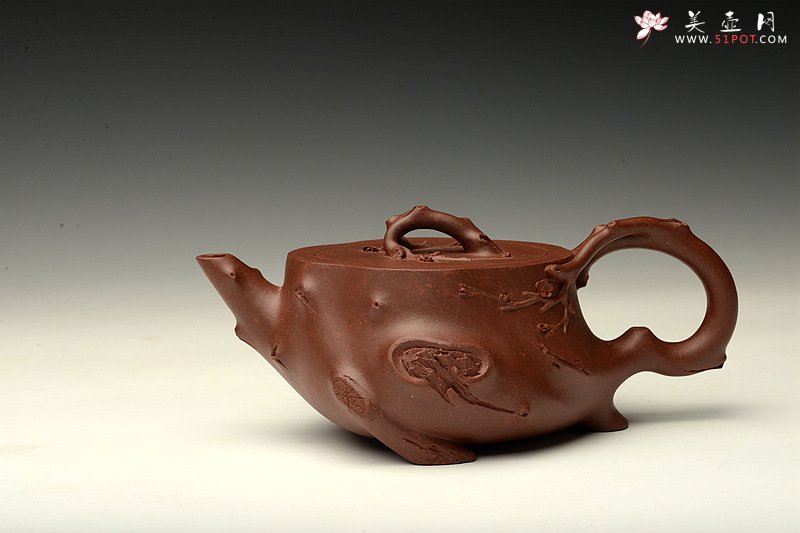 紫砂壶图片：单志萍双色作品 全手精品花器 喜上眉梢 立体梅花 - 宜兴紫砂壶网