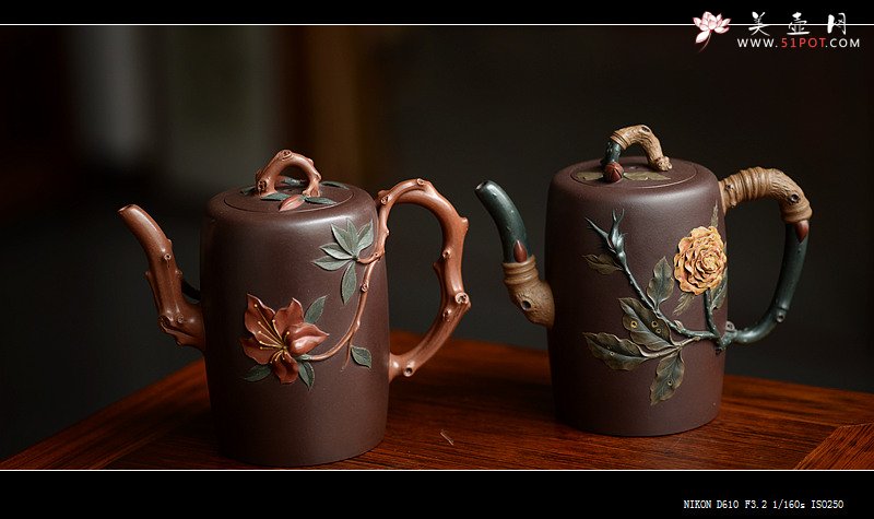 紫砂壶图片：那些花儿之月季和映山红~ 精品重器 - 宜兴紫砂壶网