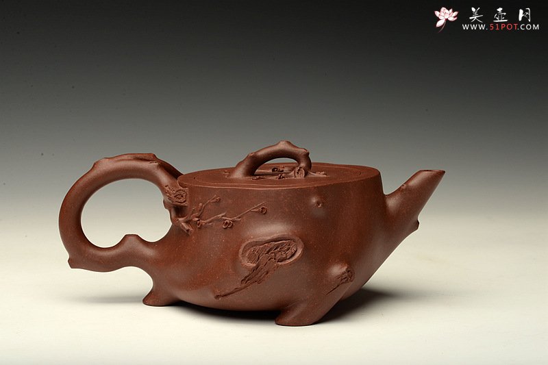 紫砂壶图片：单志萍双色作品 全手精品花器 喜上眉梢 立体梅花 - 宜兴紫砂壶网