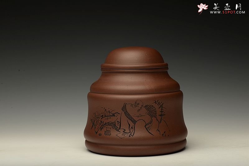 紫砂壶图片：竹鼎 文房茶叶罐 刻绘精致 造型新颖 - 宜兴紫砂壶网
