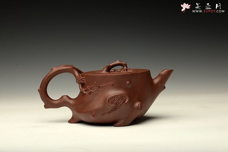 紫砂壶图片：单志萍双色作品 全手精品花器 喜上眉梢 立体梅花 - 宜兴紫砂壶网